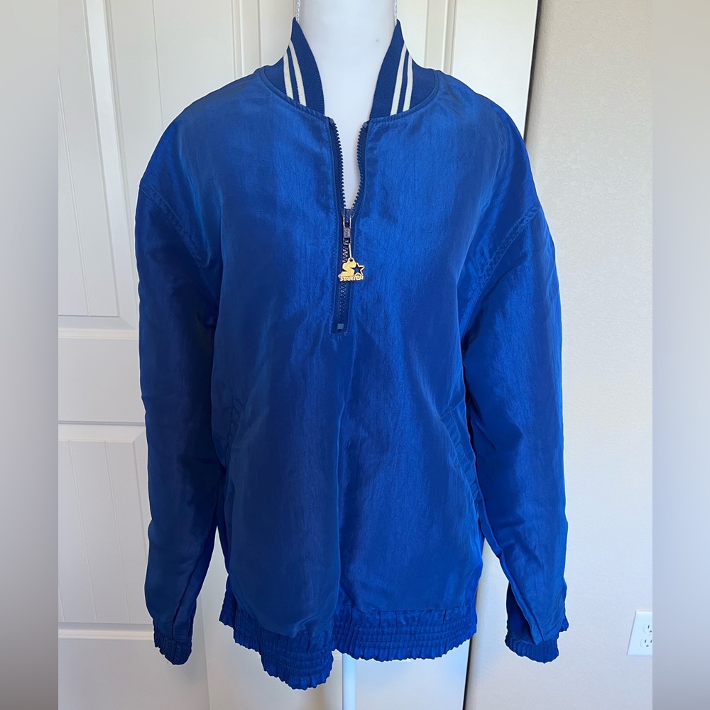 Vintage Starter Pullover Jacket Ribbed Collar Iconic Logo Zipper Pull Sz Medium